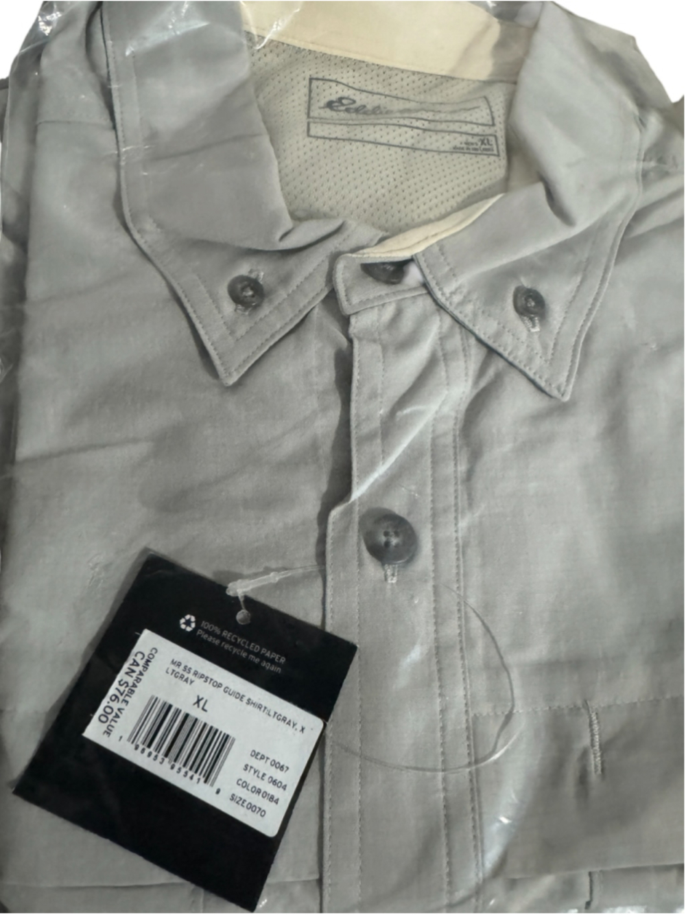 NWT Eddie Bauer Button-Down Shirt Grey, Men's XL - Picture 2 of 3